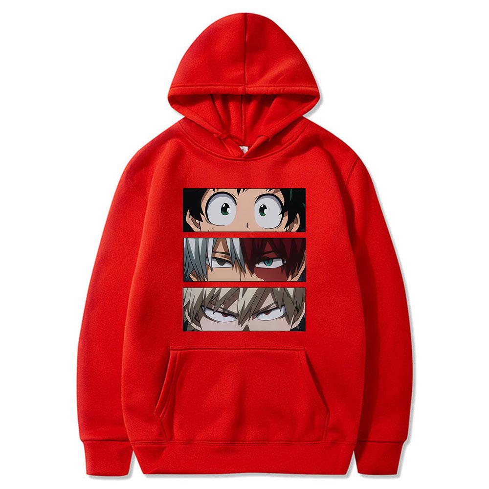 My Hero Academia red hoodie for unisex clothing.