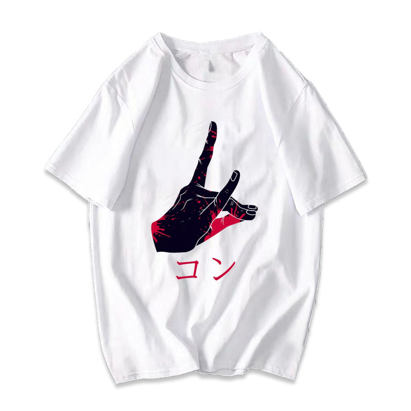 Aki Fox Demon Chainsaw Man Hand Gesture T-Shirt