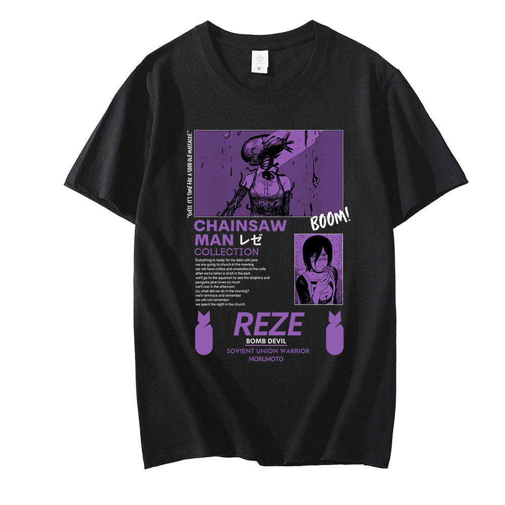 Chainsaw Man Reze Graphic T-Shirt - Unisex Hoodie with Asian Sizes for Manga and Anime Enthusiasts