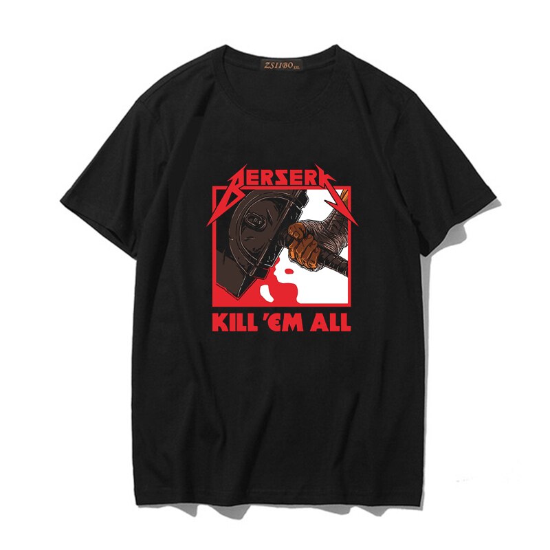 Kill 'Em All Berserk Oversized Tee Unisex Cotton Streetwear T-Shirt Asian Size Chart for Precise Fit