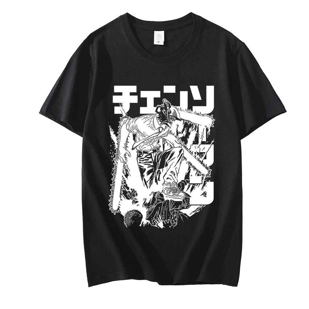 Elevate your style with the 'Chainsaw Man Classic' Black & White T-Shirt. This tee brings a timeless design to life, featuring the perfect blend of monochrome elegance and casual comfort.