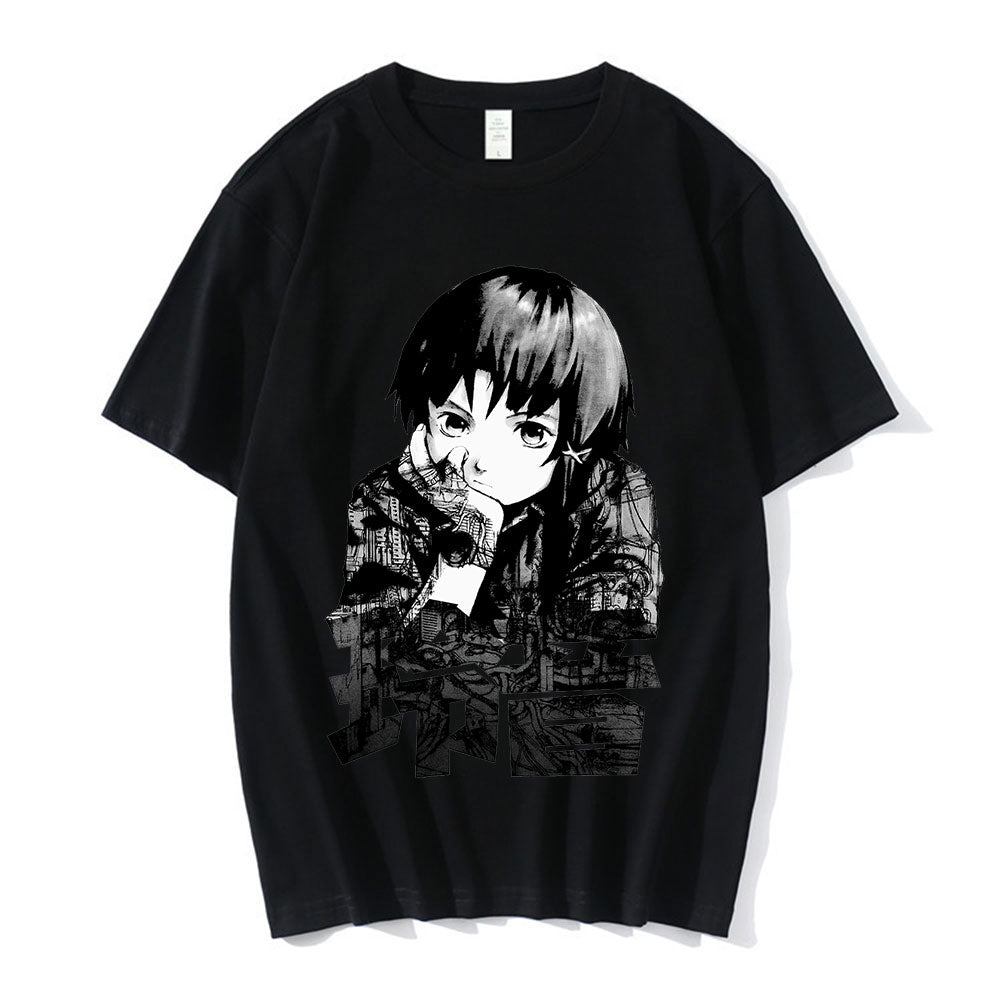 Serial Experiments Lain, Artwork Tee, Anime Merchandise, Unisex T-Shirt, European Size, Printed Tee, Cotton Material, O-Neck Collar, Fashion Casual Style