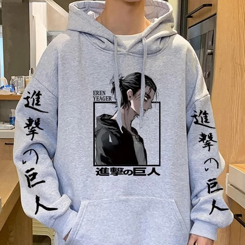 Unleash your inner titan with the Eren Yeager Hoodie, inspired by Attack On Titan. This Asian-sized unisex hoodie features a printed design on high-quality polyester, perfect for fans of the show. 