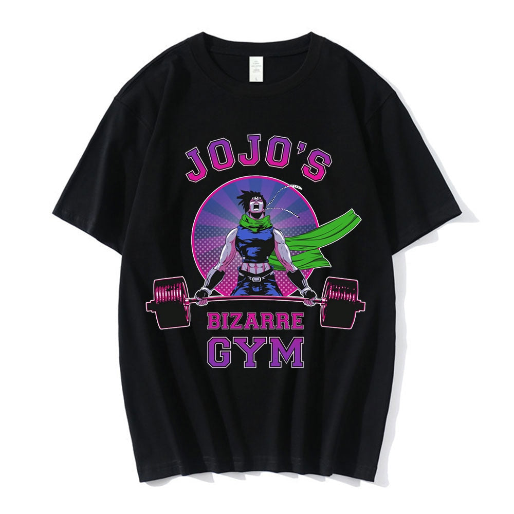 JoJo's Bizarre Gym T-Shirt Unisex Polyester Tee Workout T-Shirt Anime-Inspired Gym Apparel Asian Size Chart for Precise Fit