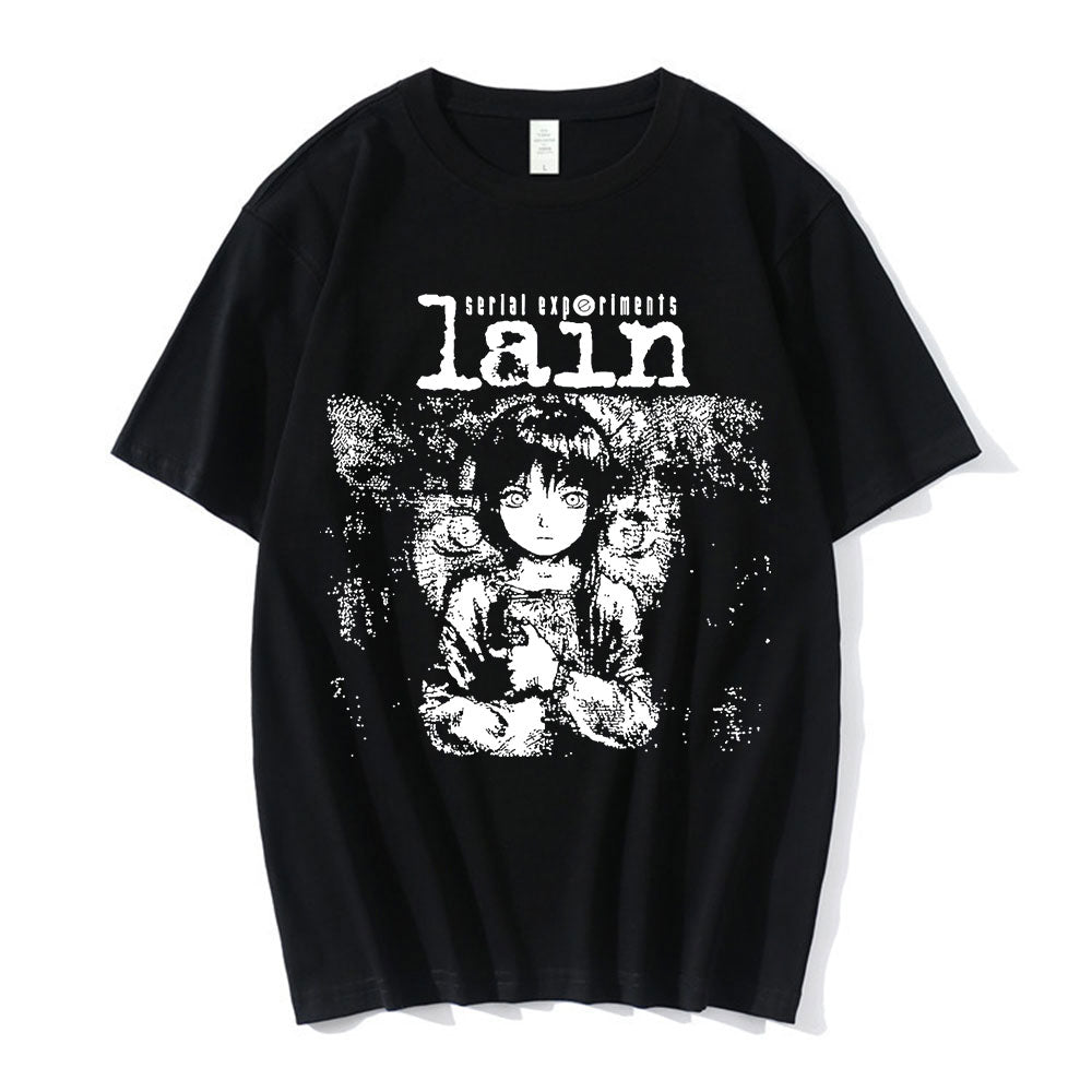 Lain Graphic Black and White Oversized T-Shirt
