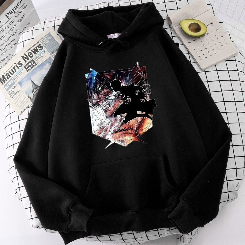 Unleash your inner titan with the Eren Yeager's Transformation Hoodie. Crafted from high-quality polyester, this printed unisex hoodie is available in Asian sizes from S to XXXL, ensuring a comfortable fit for all Attack on Titan enthusiasts
