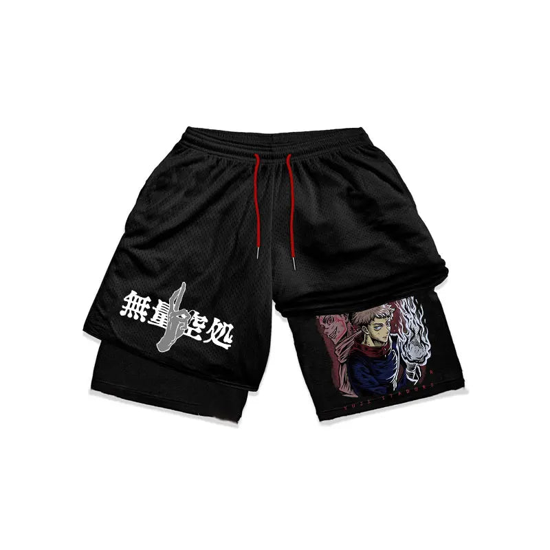 Itadori Yuji and Sukuna Strength OP Combination Combo Shorts Gymwear Gymshorts 