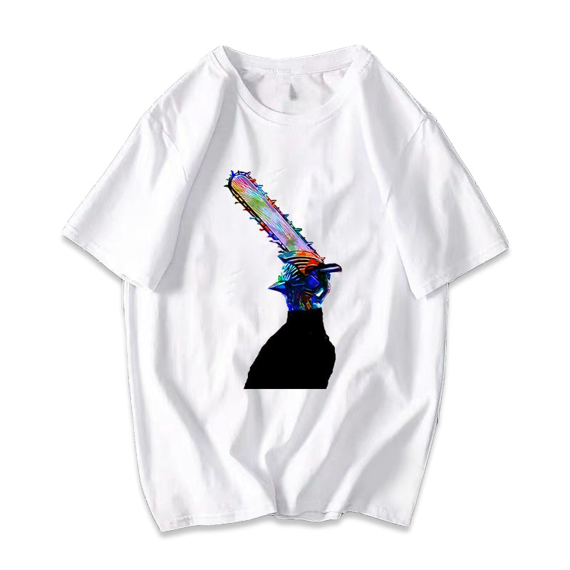 Chainsaw Man Galaxy T-Shirt - European Size, Cotton Fabric, O-Neck Collar, Short Sleeves, Cosmic Design