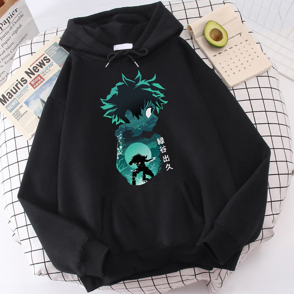 My Hero Academia - Deku's Inner Power Hoodie Unisex Asian Size Polyester Spandex Casual Hooded Sweatshirt Celebrate Deku's Determination with "My Hero Academia" Hoodie