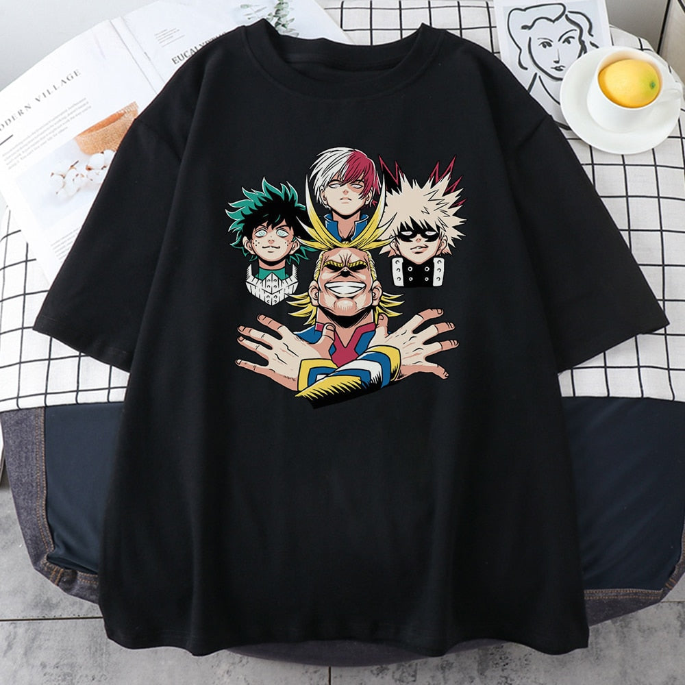 All Might Disciples, My Hero Academia, Unisex T-Shirts, Asian Size, Heroic Merchandise, Anime Apparel, Printed T-Shirts, Casual Style, Polyester Material, O-Neck Collar