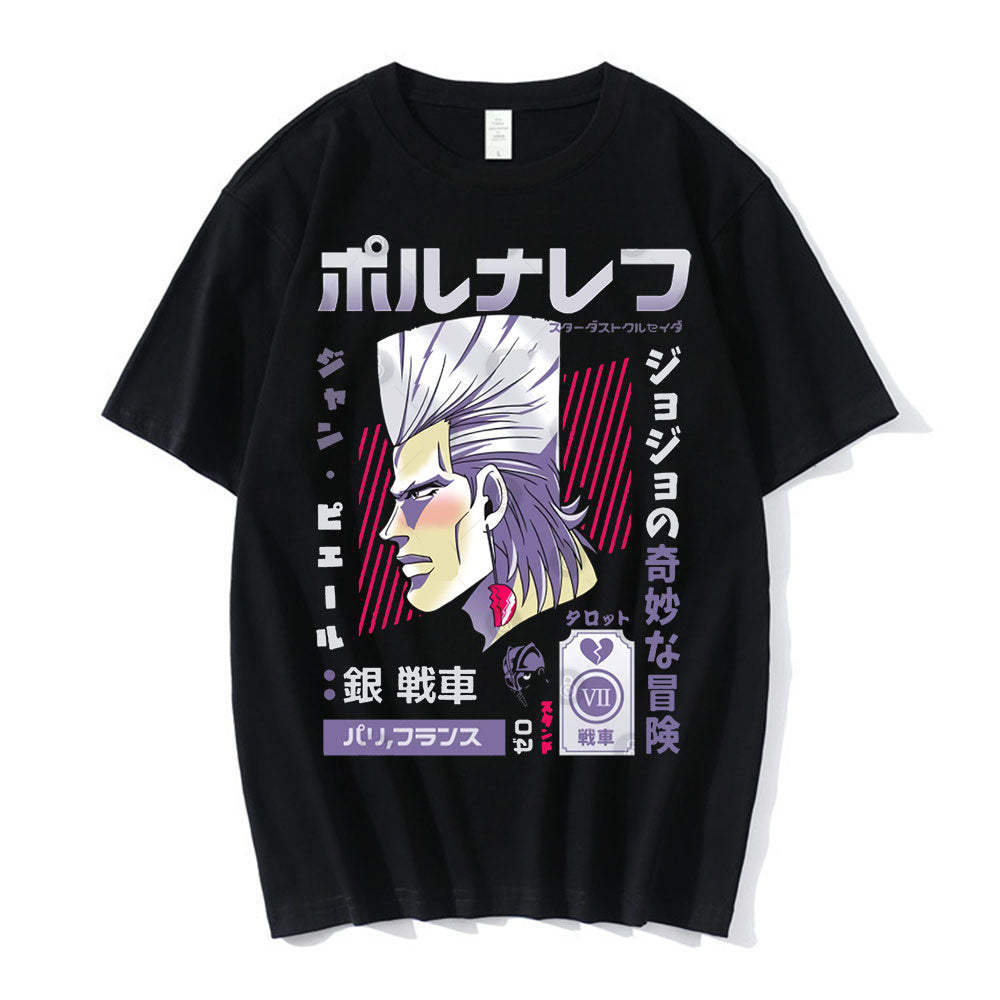 Jean Pierre JoJo's Bizarre Adventure T-Shirt Unisex Asian Size Casual Tee Short Sleeve Polyester T-Shirt