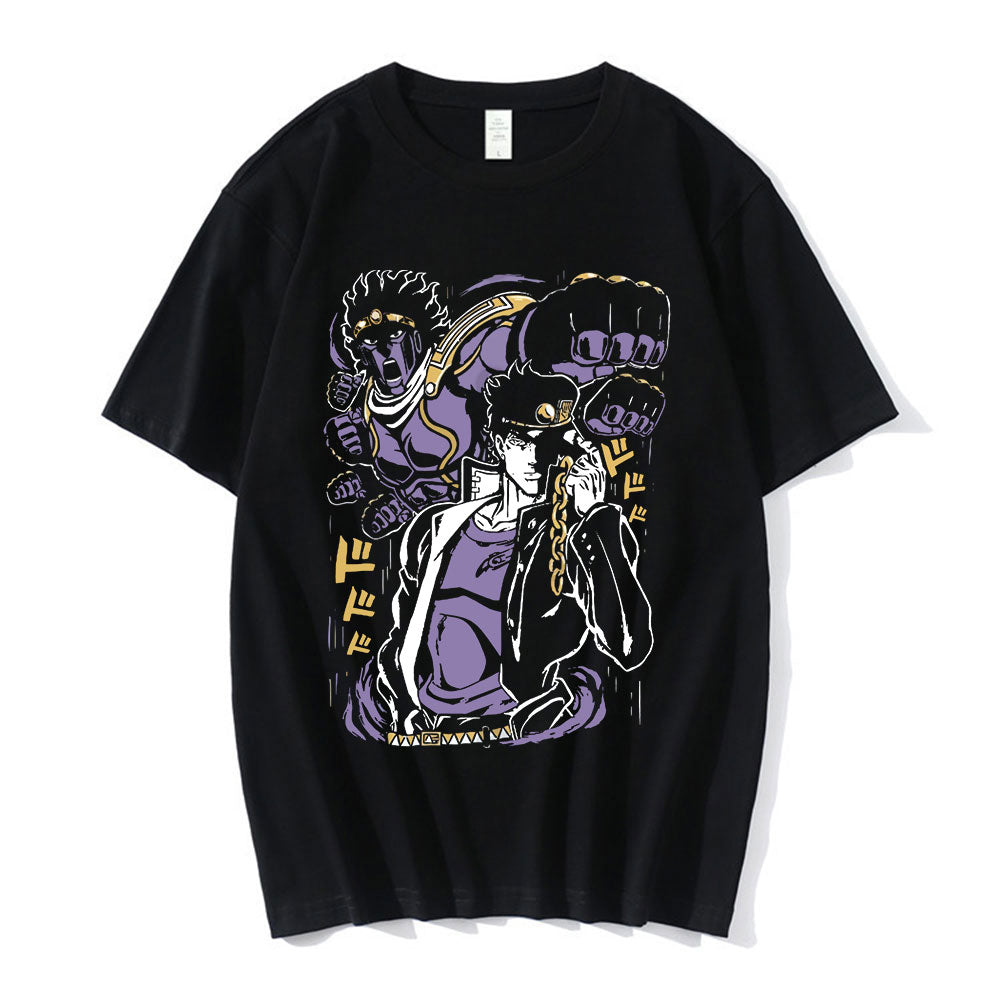 Jotaro Kujo Vintage T-Shirt Unisex Asian Size Casual Tee Short Sleeve Polyester T-Shirt