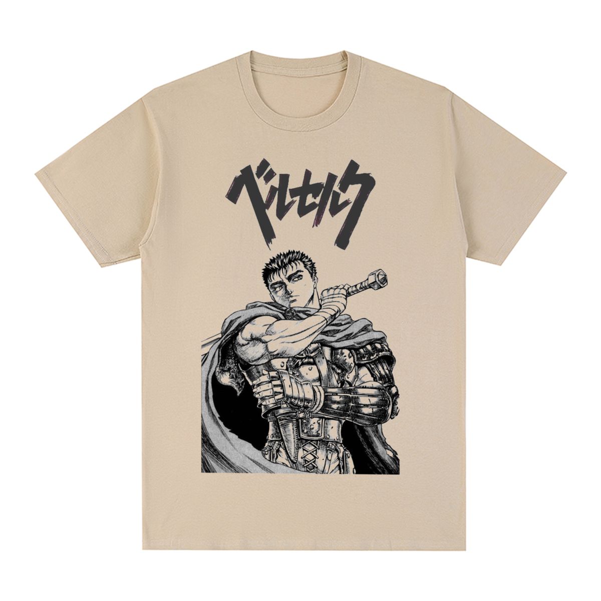 Gear up for battle with the Guts Berserk Battle Ready Vintage T-Shirt. Crafted from comfortable cotton, this unisex tee is available in Asian sizes from S to XXXL, ensuring a great fit for all Berserk enthusiasts. 