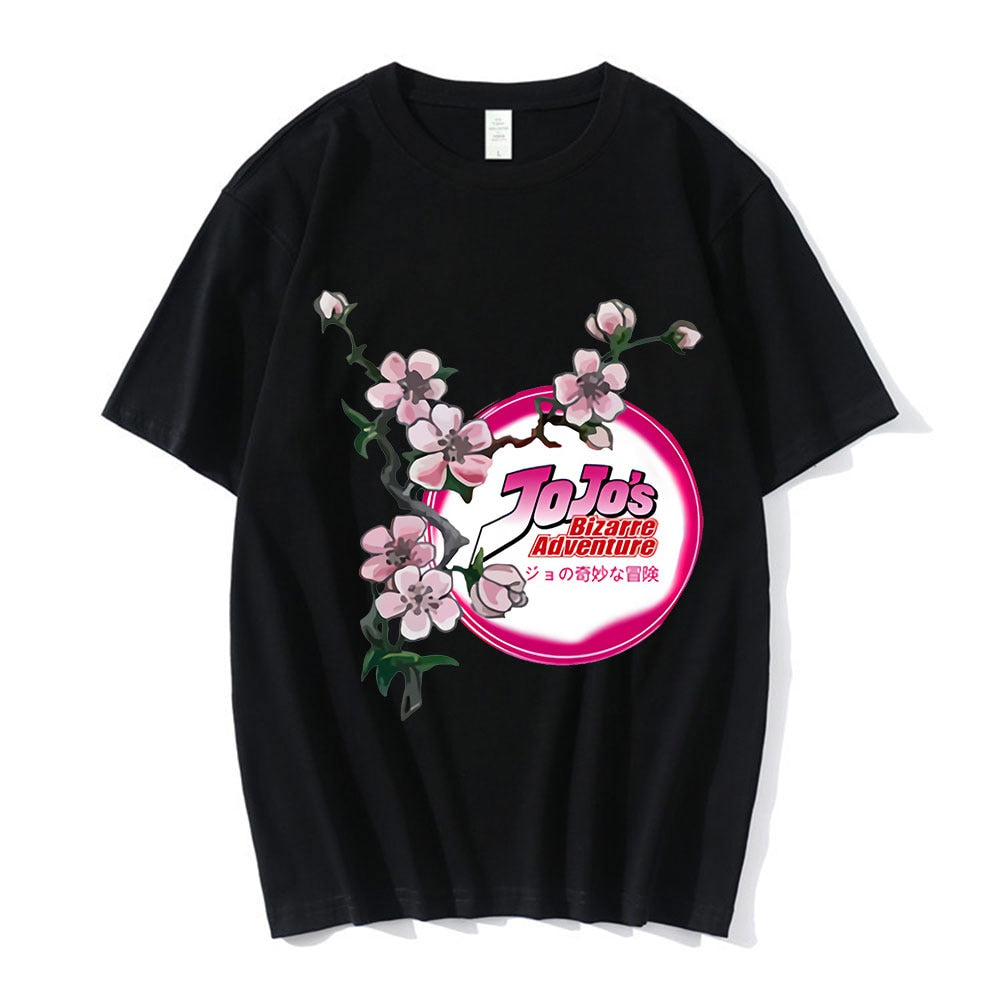 Immerse yourself in the vibrant world of Jojo's Bizarre Adventure with our Flowery T-Shirt. This unisex tee offers casual comfort, featuring short sleeves, an O-neck collar, and a unique printed design inspired by the series.